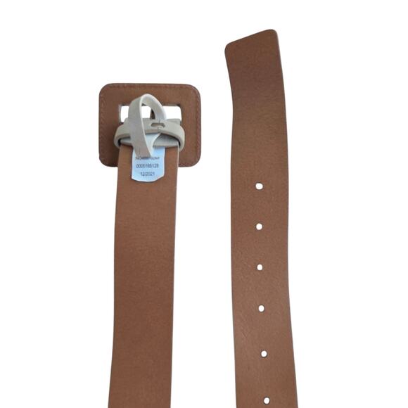 Nordstrom Faux Suede Belt Light Sand Cream Gold Buckle Sz S Minimalist Chic - Picture 5 of 6